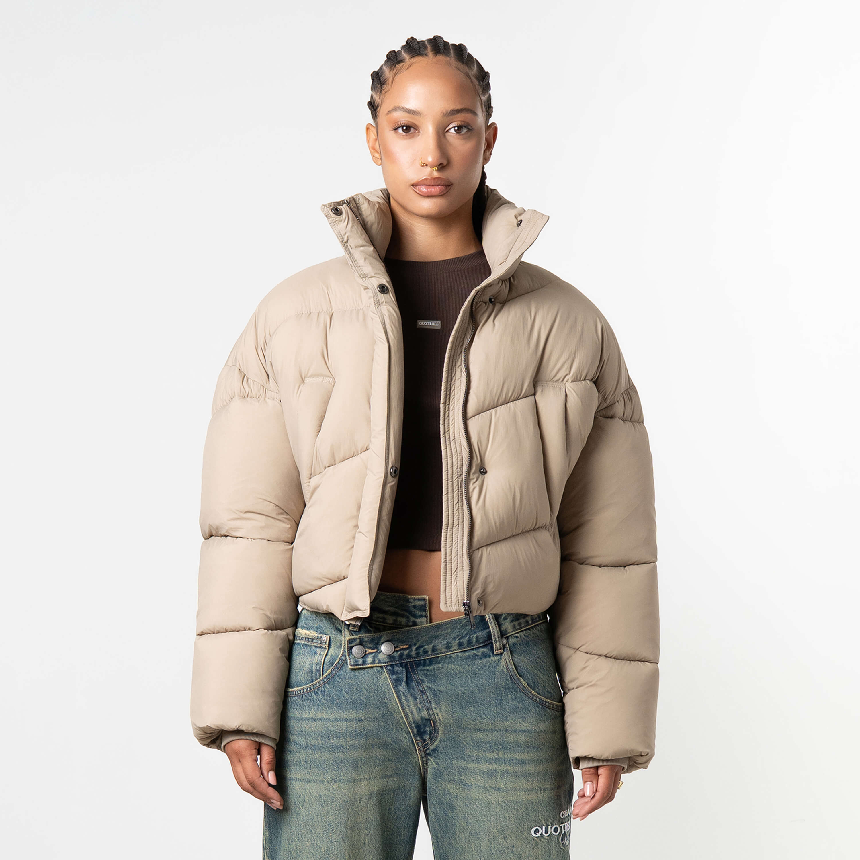 Premium Oversized Taupe Jacket for Women | Quotrell