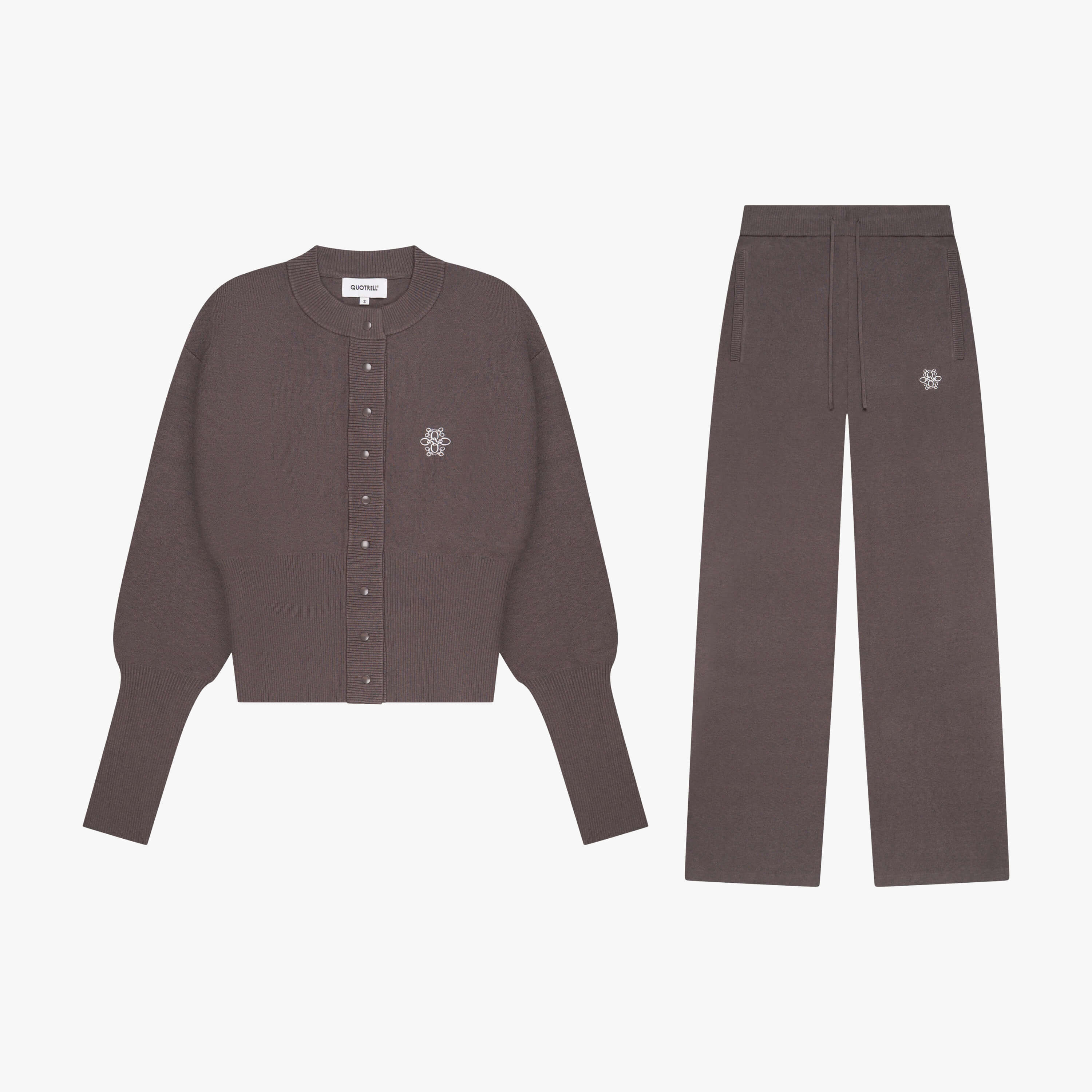 CHLOE KNITTED SET | BROWN/OFF WHITE