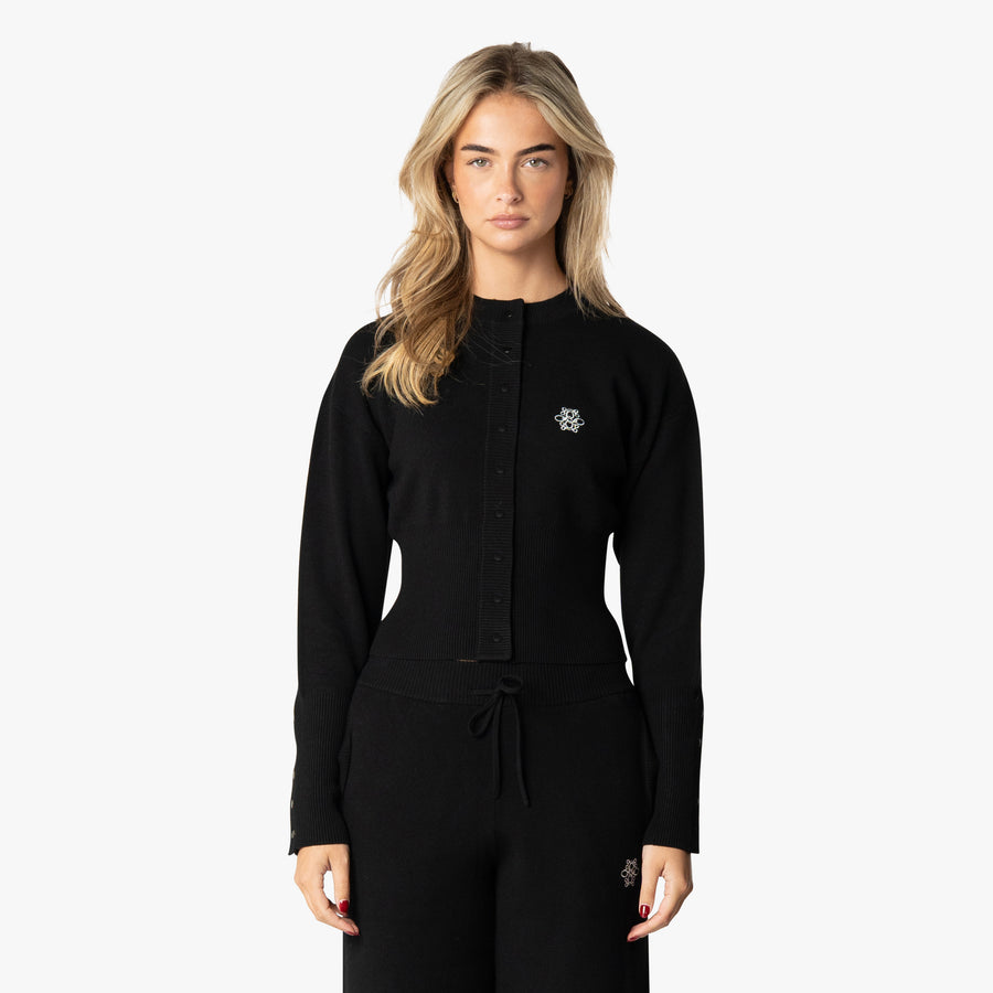 CHLOE KNITTED CARDIGAN | BLACK/WHITE