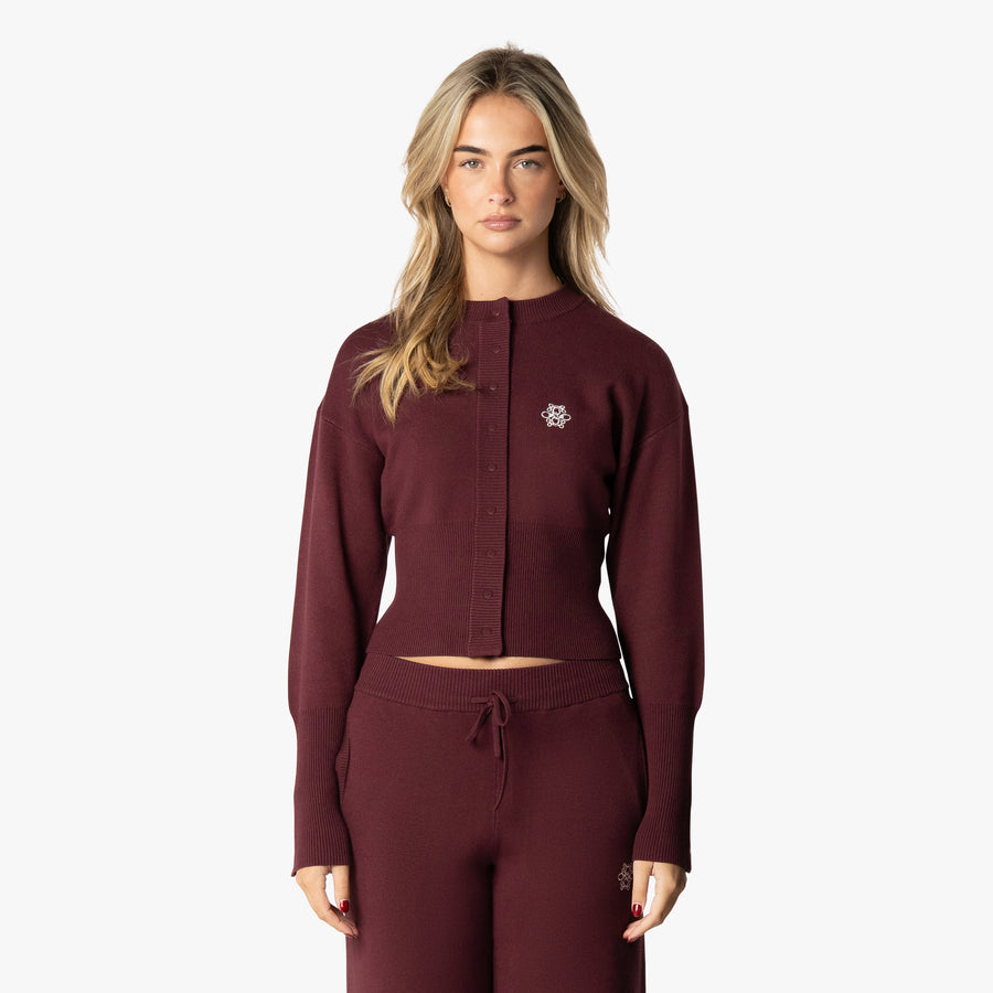 CHLOE KNITTED CARDIGAN | BURGUNDY