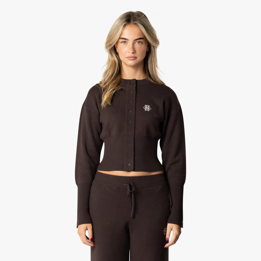 CHLOE KNITTED CARDIGAN | DARK BROWN