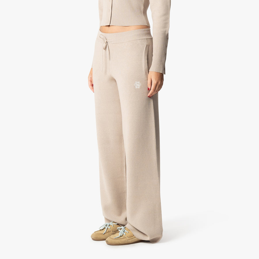CHLOE KNITTED PANTS | BEIGE MELEE/OFF WHITE
