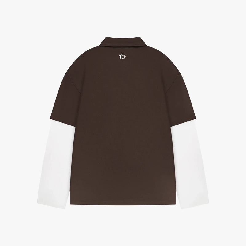 FW26 DROP1 FUNCTION POLO LONGSLEEVE | BROWN/WHITE 3