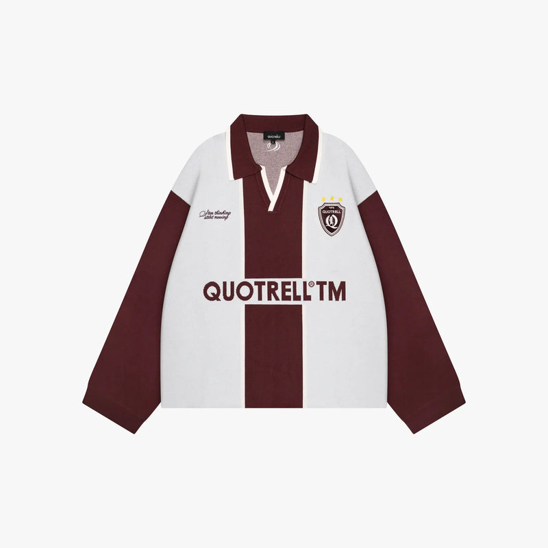 FW26 DROP1 MADRID KNITTED POLO | BURGUNDY/LIGHT BLUE