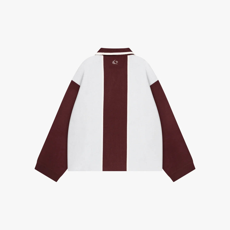 FW26 DROP1 MADRID KNITTED POLO | BURGUNDY/LIGHT BLUE 3