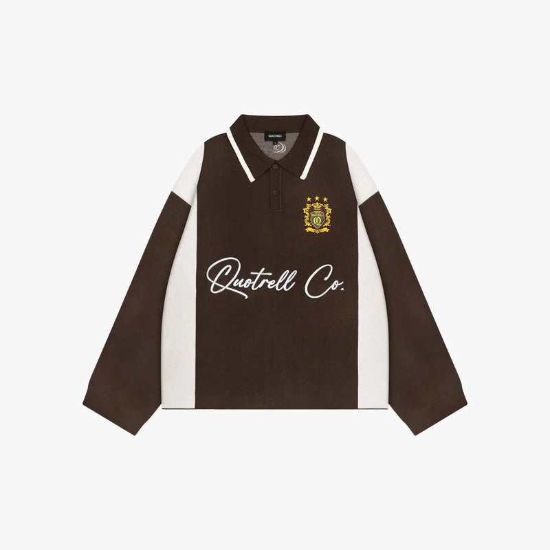 FW26 DROP1 MONO KNITTED POLO | BROWN/ECRU 2