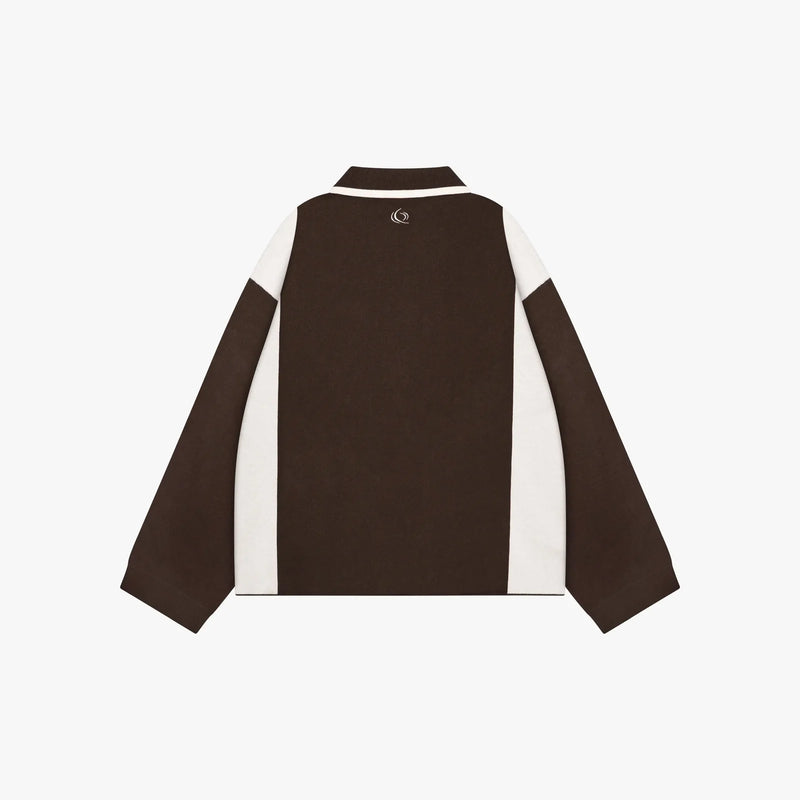 FW26 DROP1 MONO KNITTED POLO | BROWN/ECRU 3