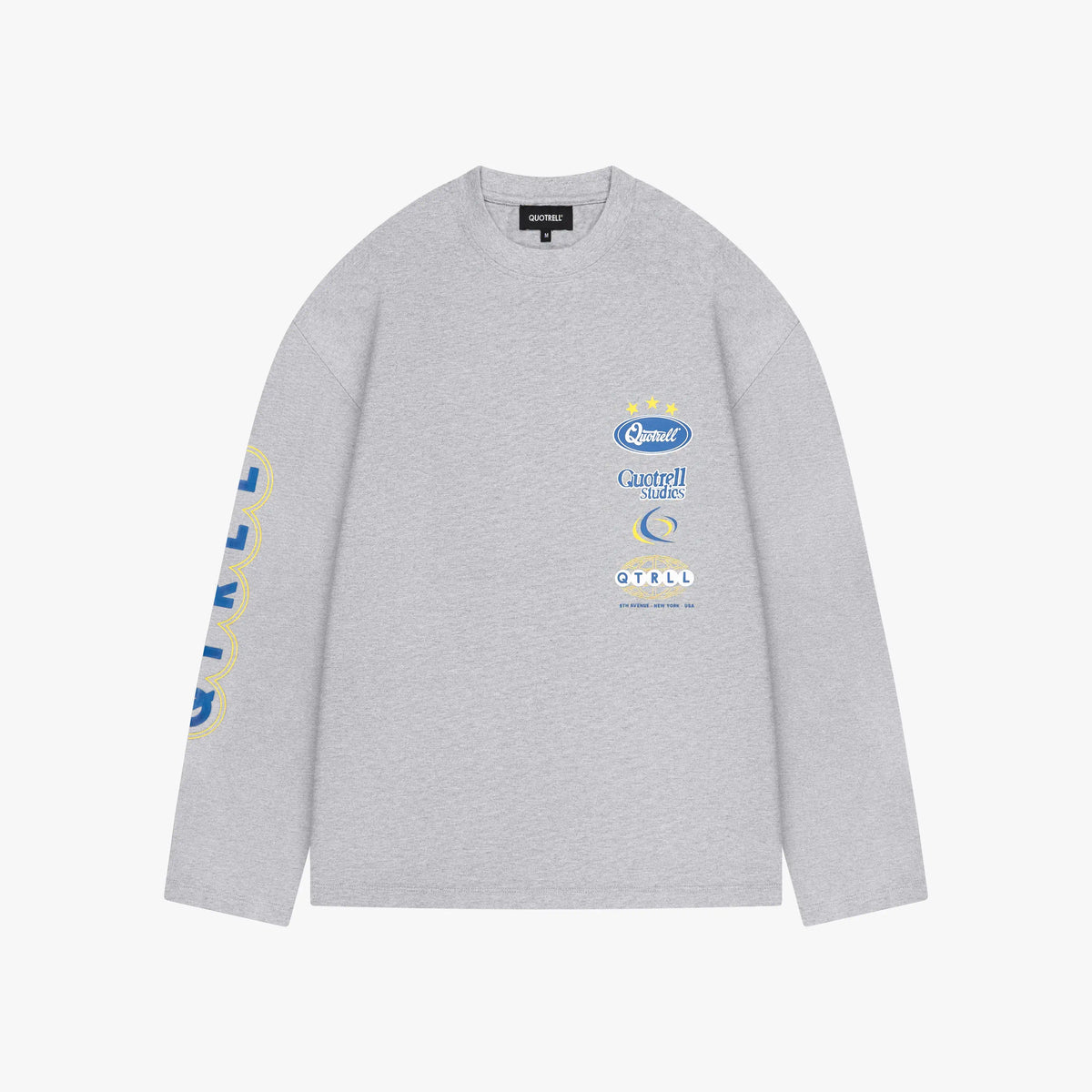 Marino Longsleeve in light grey melee and blue, front view