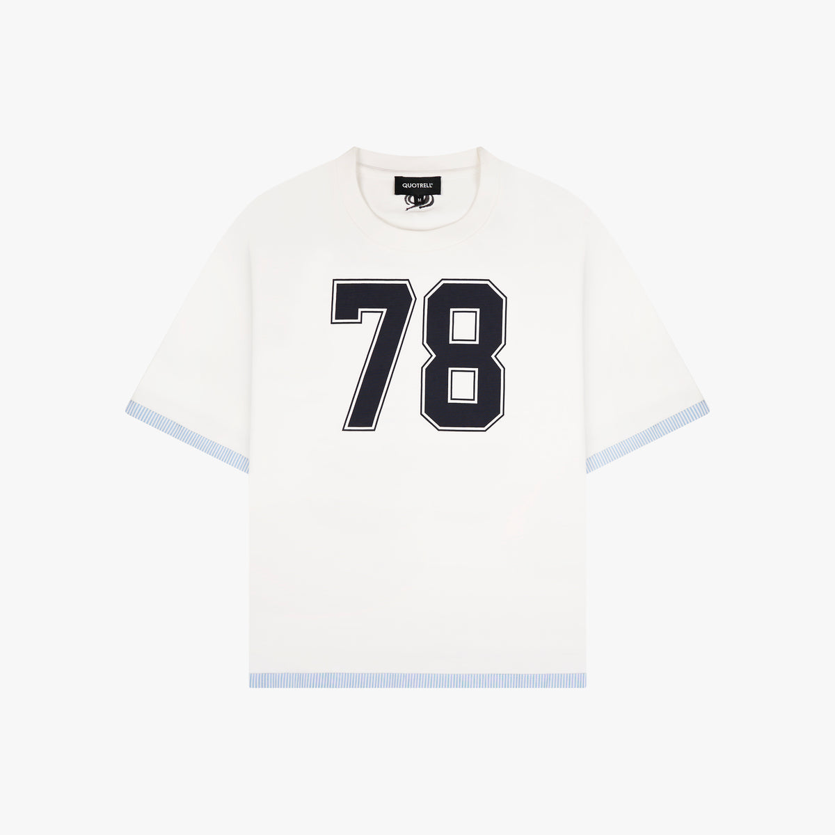 78 T-shirt in white and navy, front view