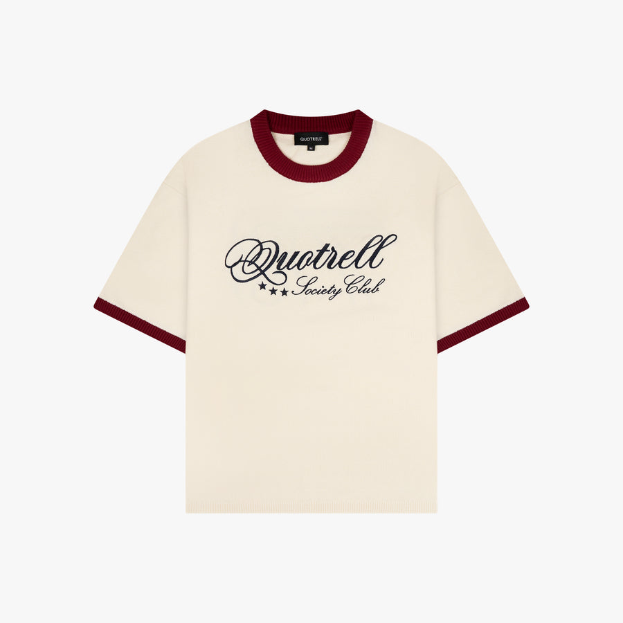 SAL KNITTED TEE | CREME/RED