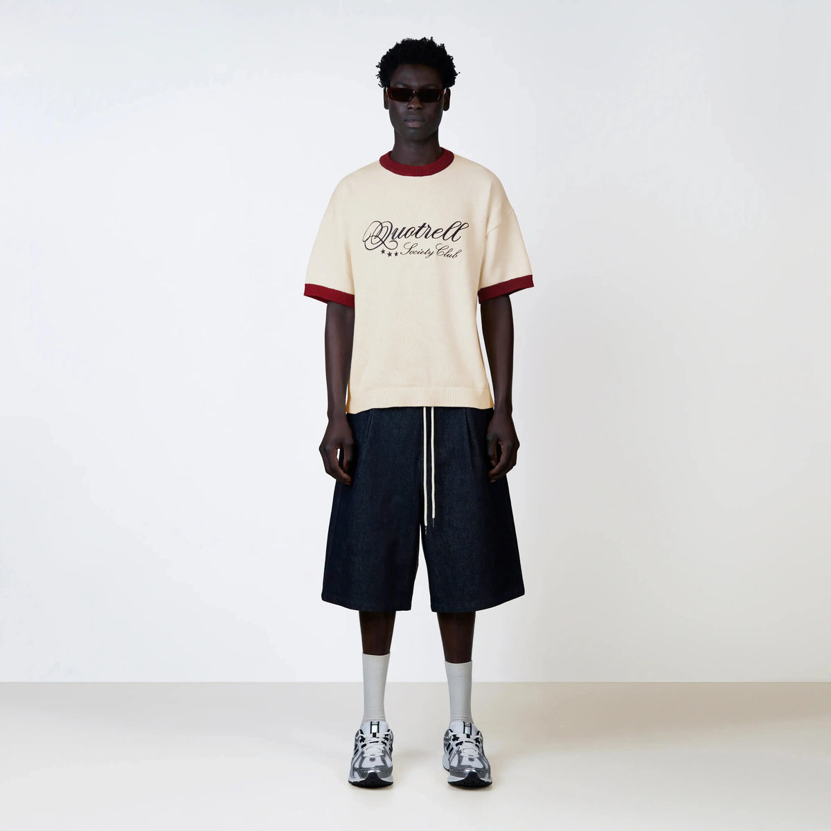 Sal Knitted Tee in creme and red