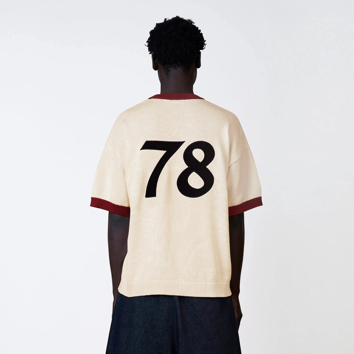 Sal Knitted Tee in creme and red