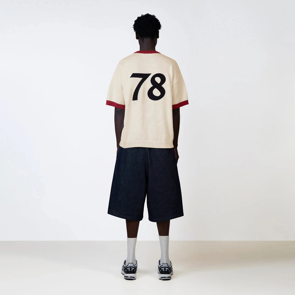 Sal Knitted Tee in creme and red