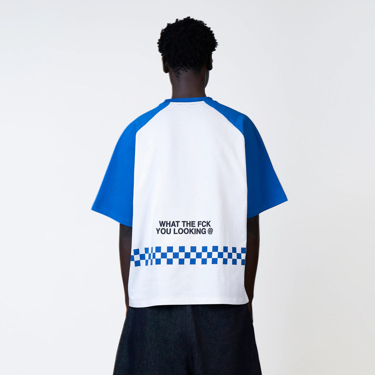 Emilio Boxy Tee in blue and white