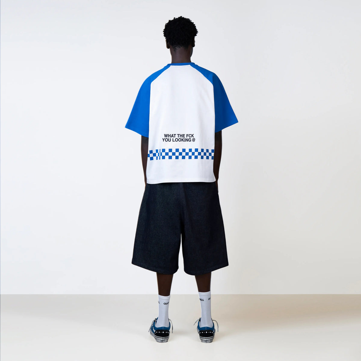 Emilio Boxy Tee in blue and white