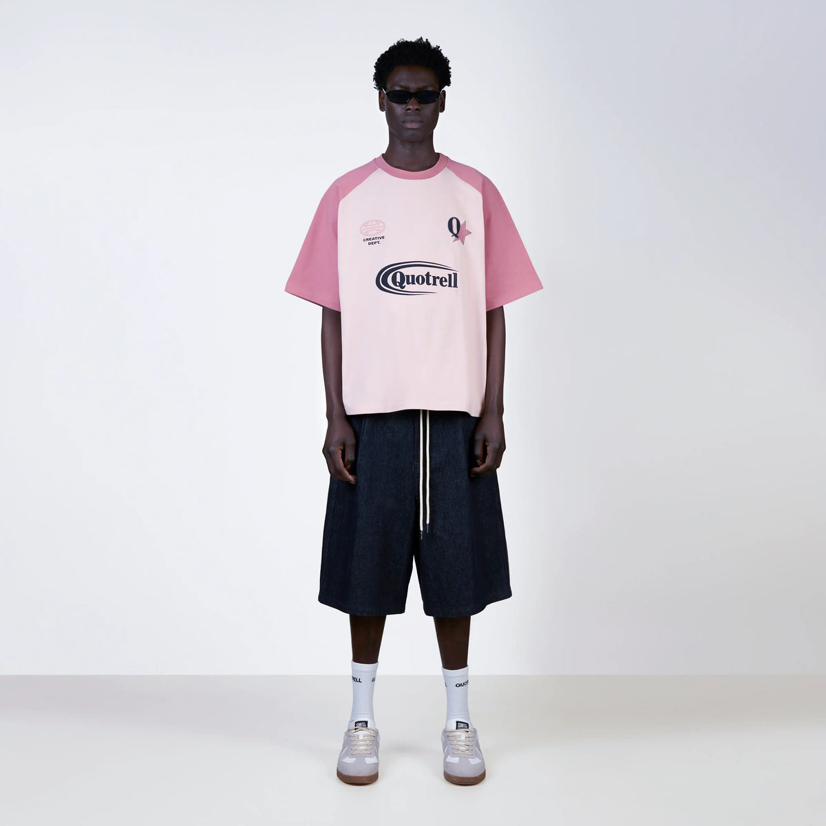 Emilio Boxy Tee in light pink and pink