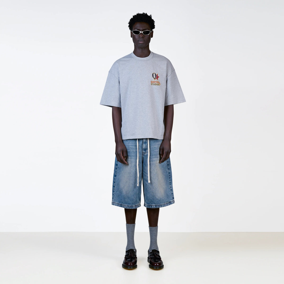 Carmine Tee in grey melee and navy