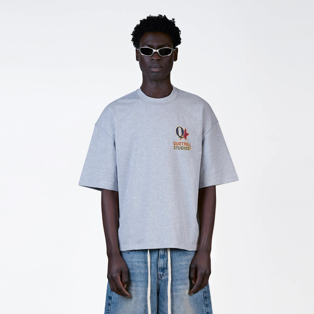 Carmine Tee in grey melee and navy