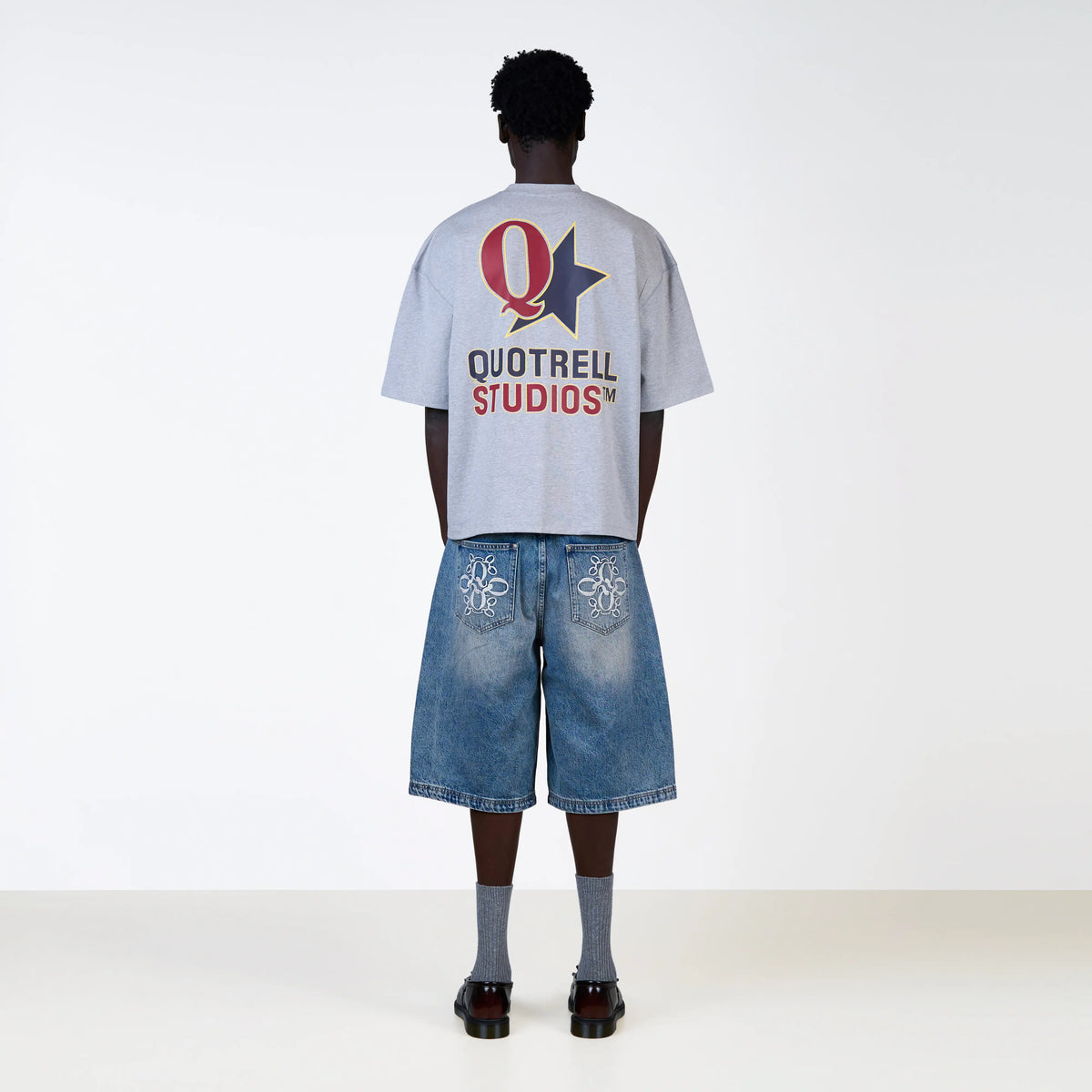 Carmine Tee in grey melee and navy