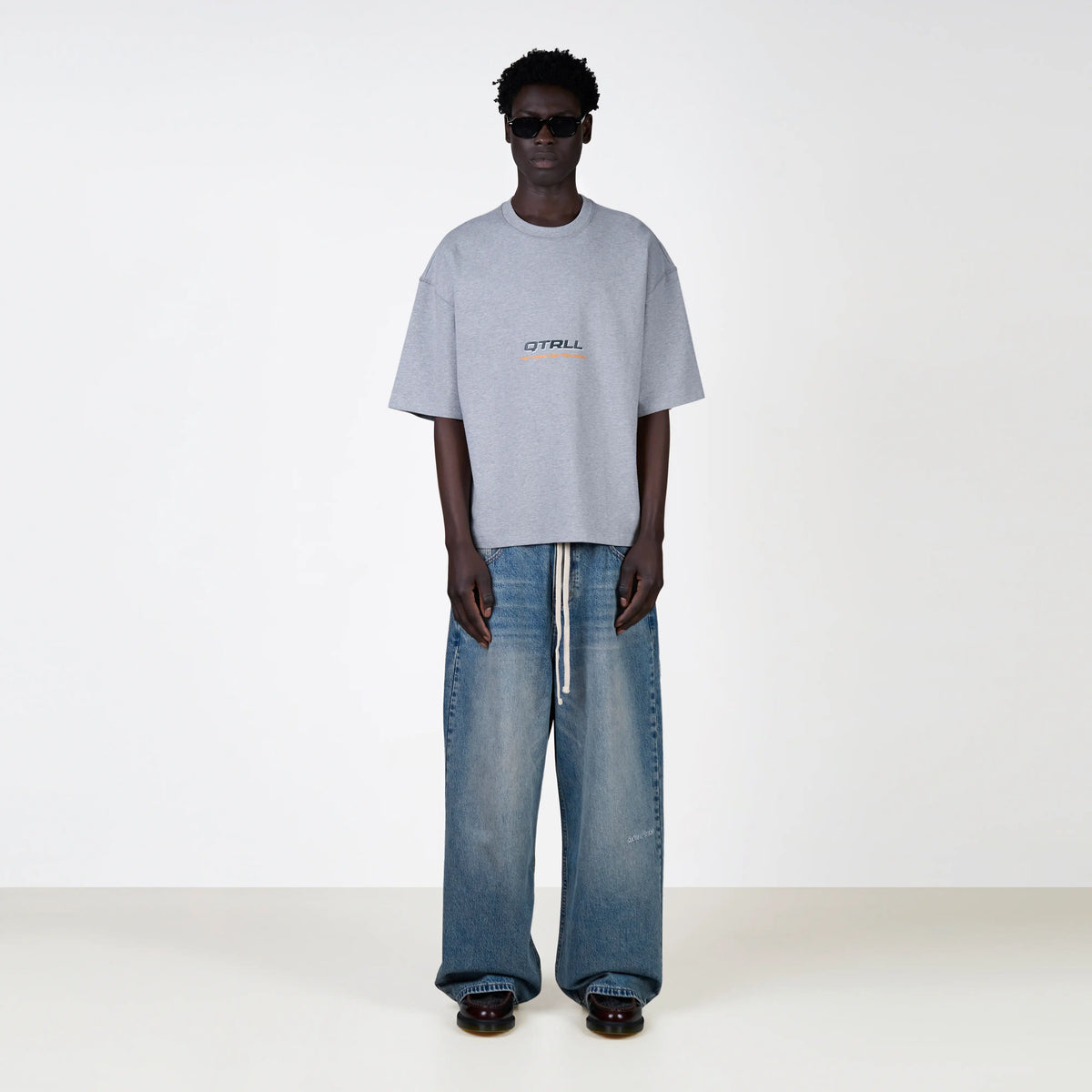 Risk Tee in grey melee and petrol