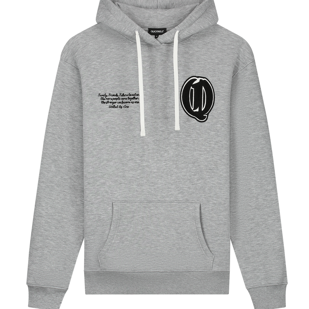 UNIVERSITY PATCH HOODIE | GREY MELEE/WHITE