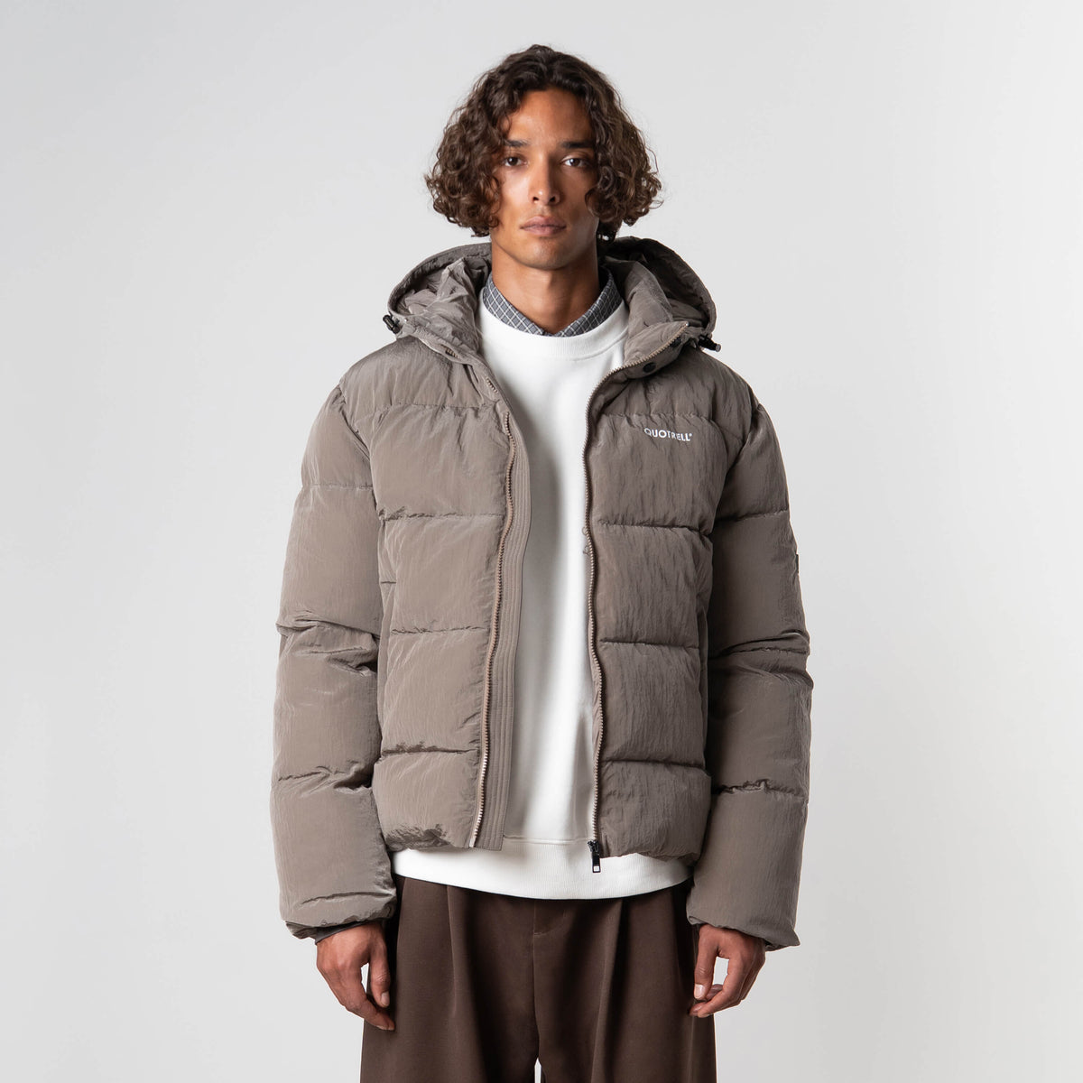 Heavyweight Puffer Jacket Taupe Premium Streetwear Quotrell