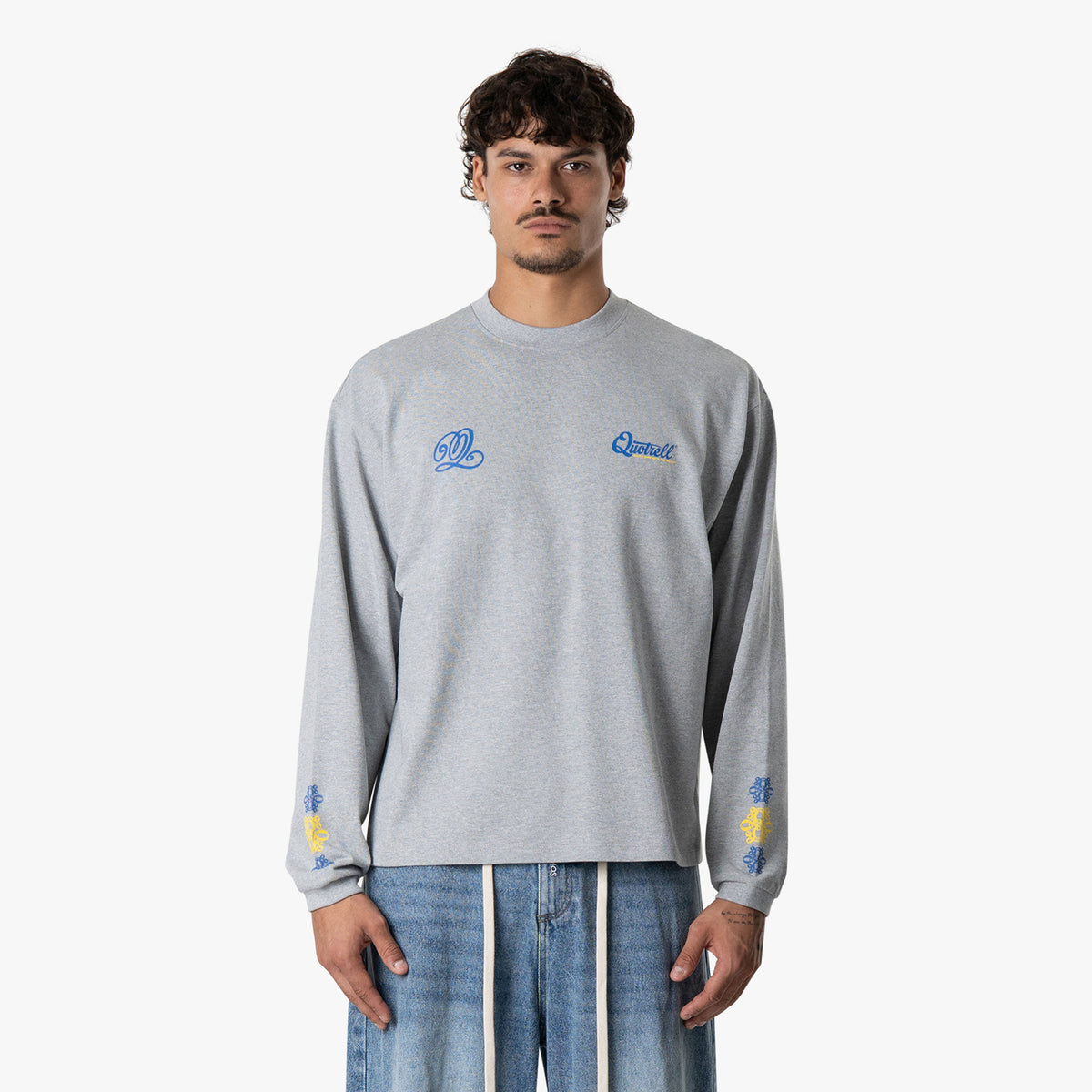 Louis Longsleeve in light grey melee and blue