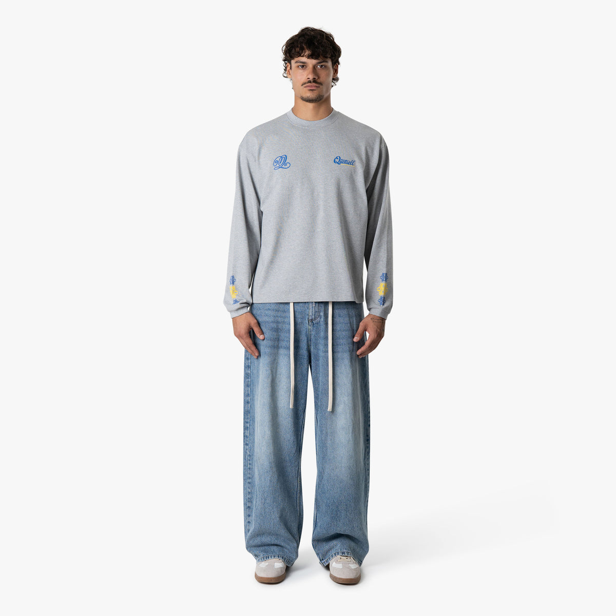 Louis Longsleeve in light grey melee and blue