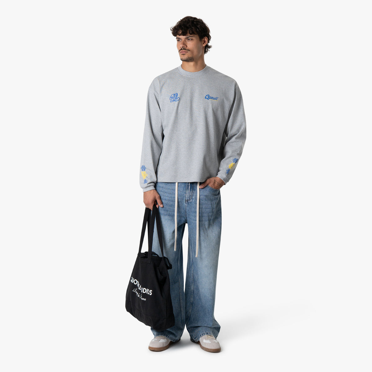 Louis Longsleeve in light grey melee and blue