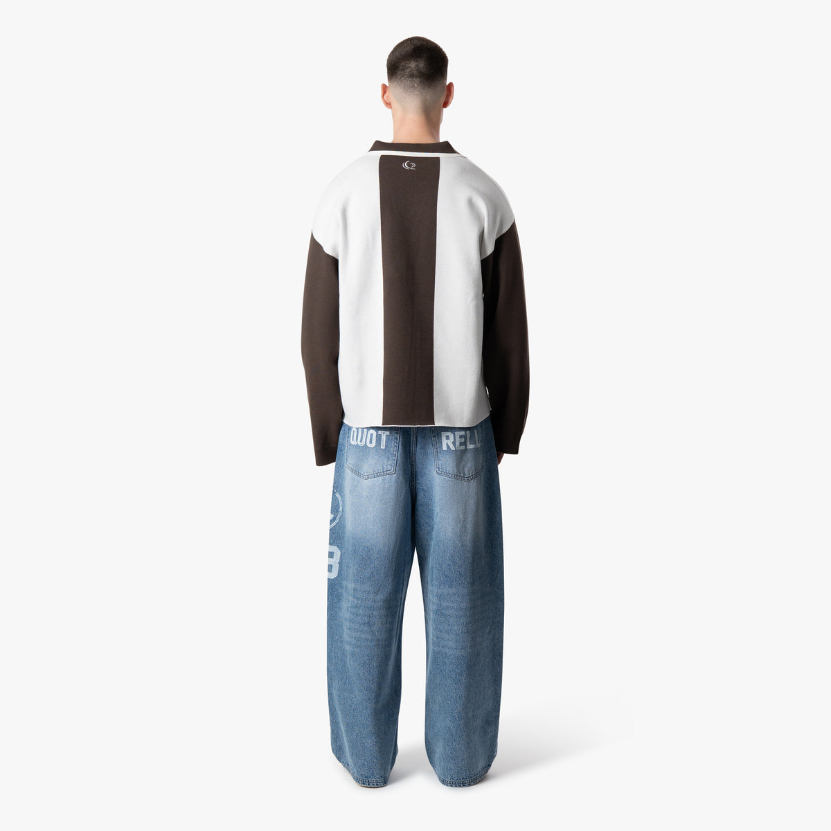 Madrid Knitted Polo in brown and ecru