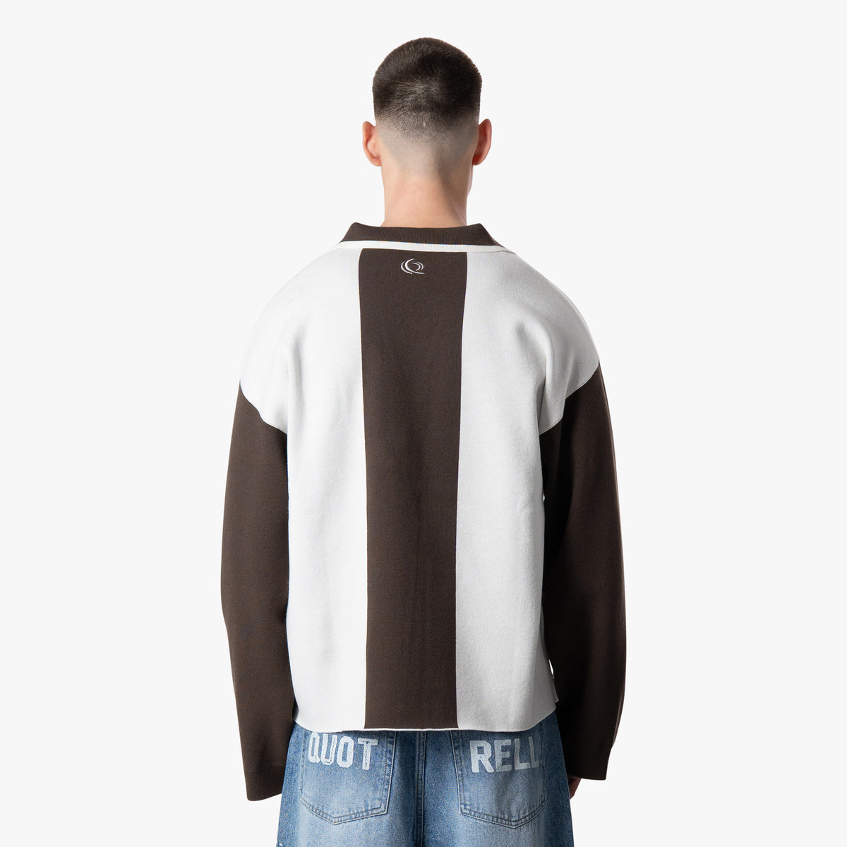 Madrid Knitted Polo in brown and ecru