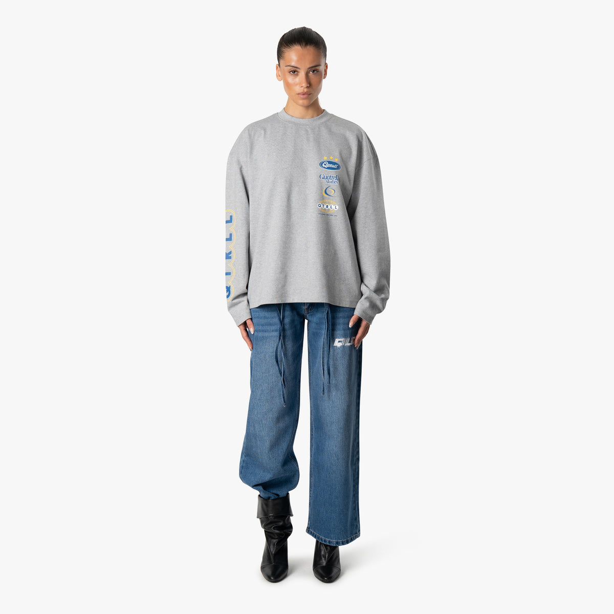 Marino Longsleeve in light grey melee and blue