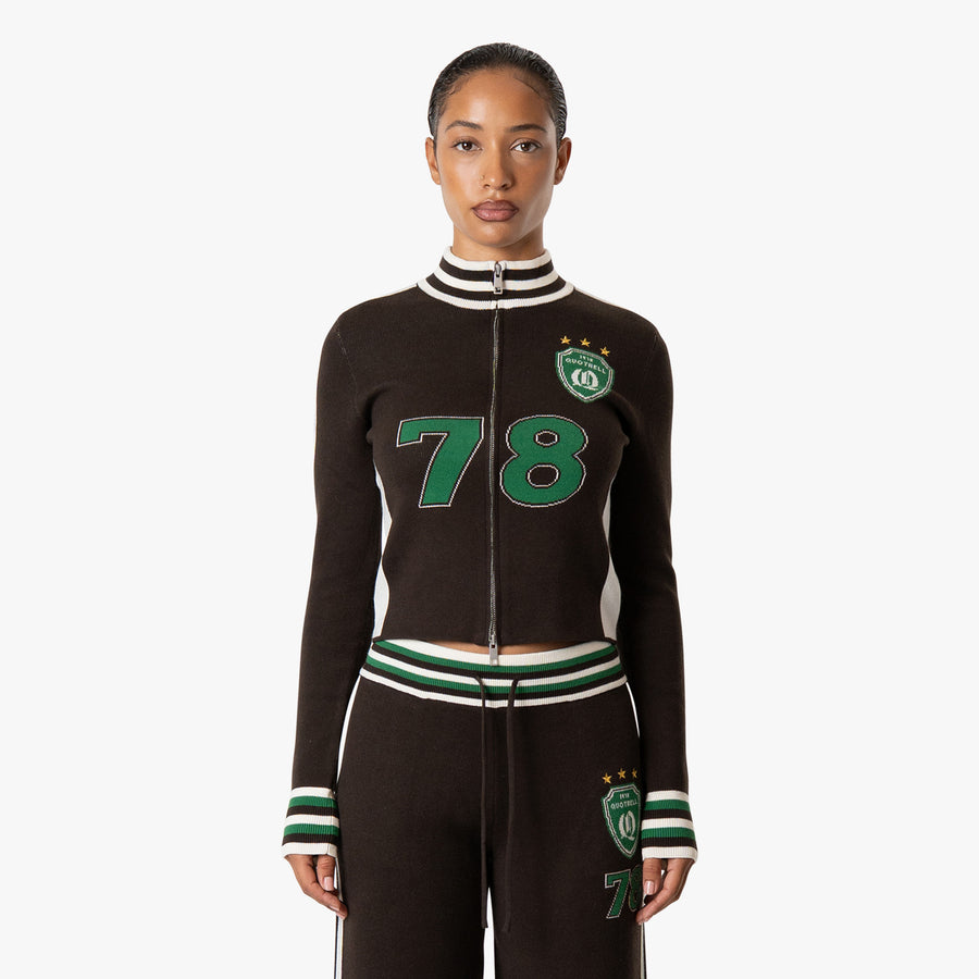 NAOMI KNITTED ZIP TOP | BROWN/GREEN