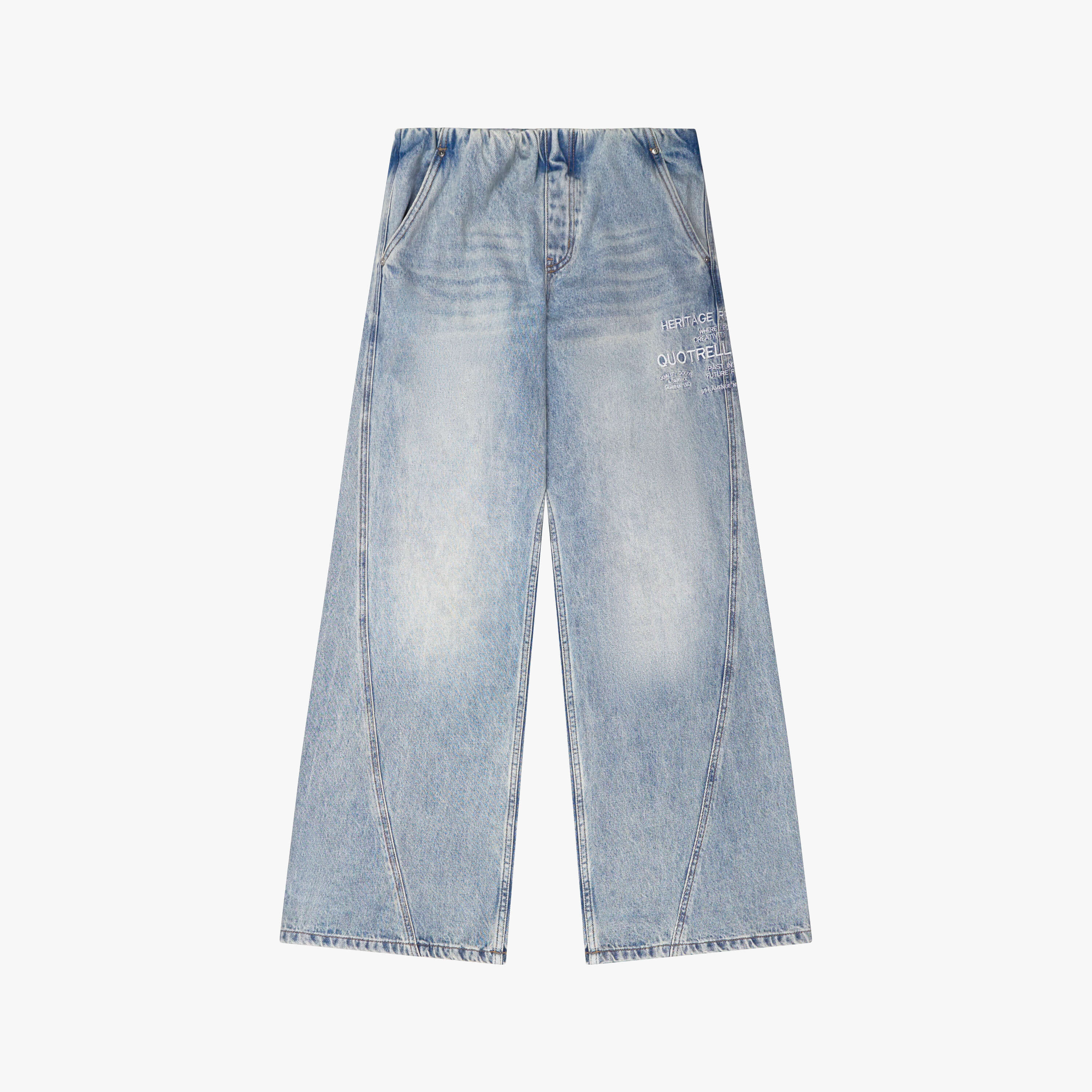Wide Leg Mid Waist Premium Denim Jeans • Quotrell
