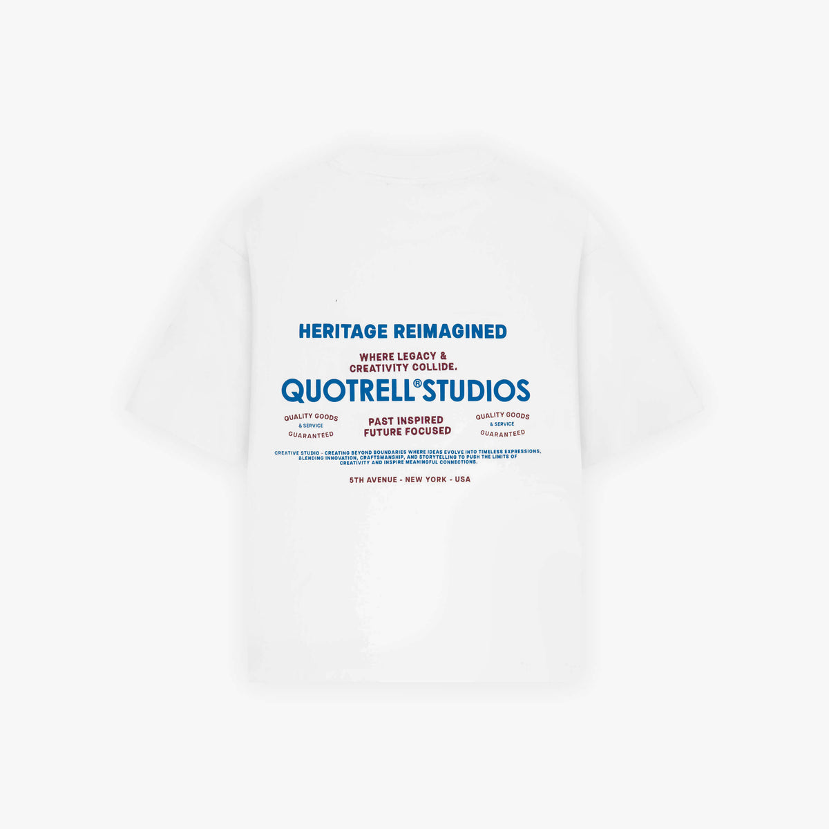 Heritage Tee in white and red, front view
