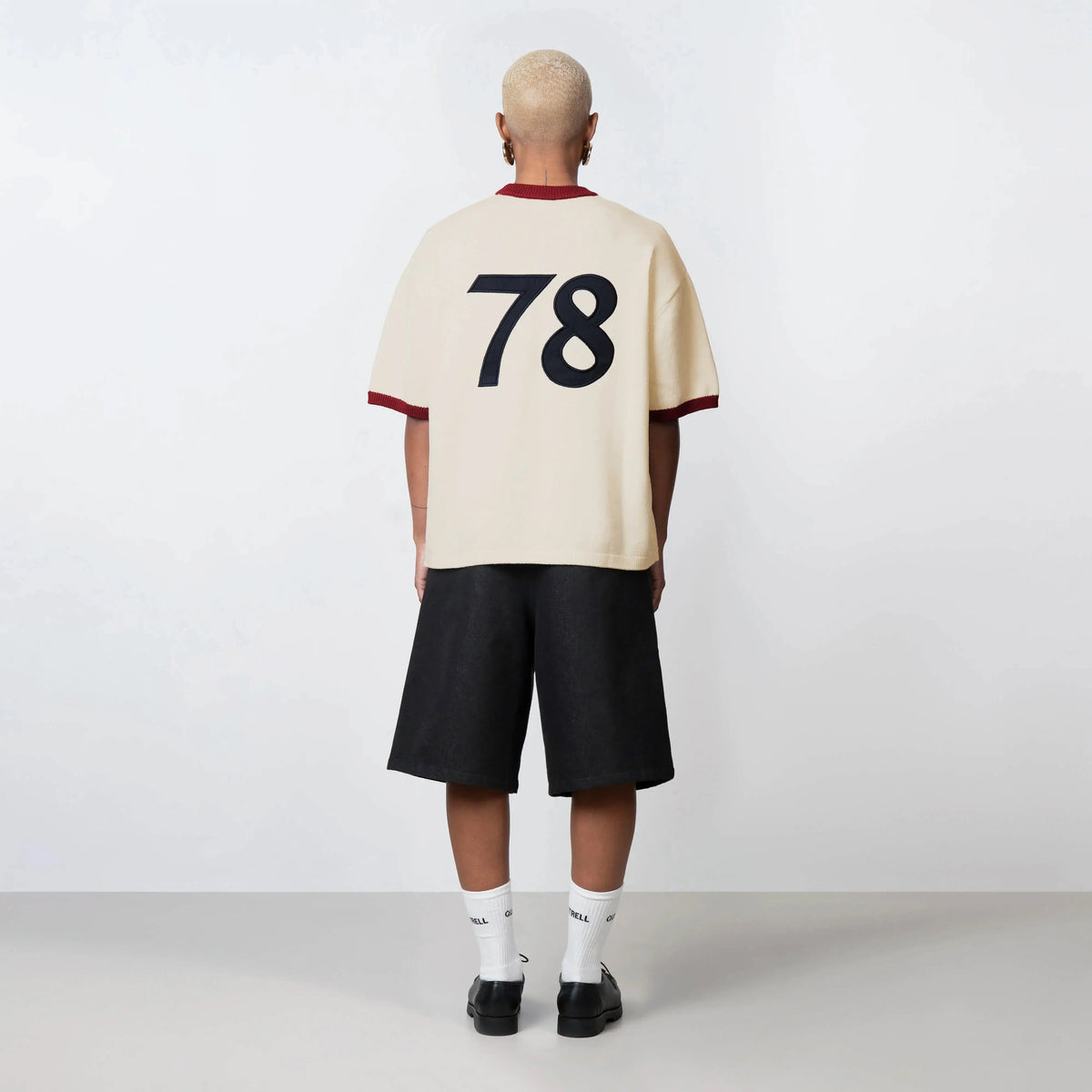 Sal Knitted Tee in creme and red