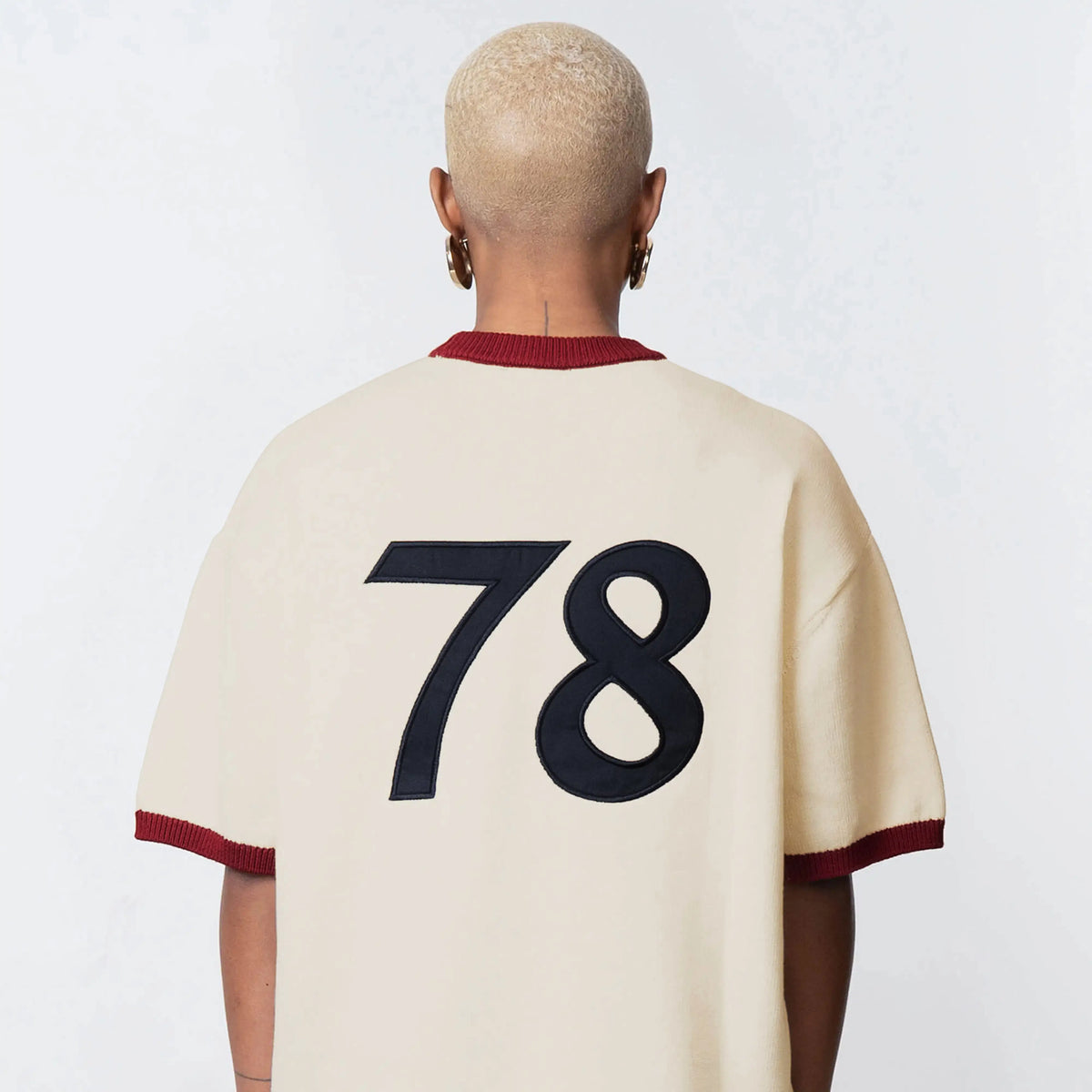 Sal Knitted Tee in creme and red