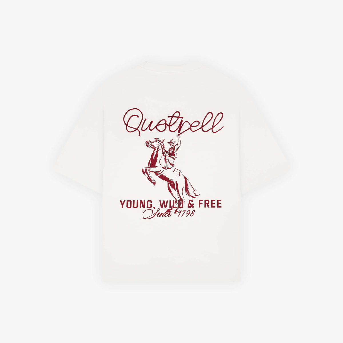 Lasso Tee in white and red, front view