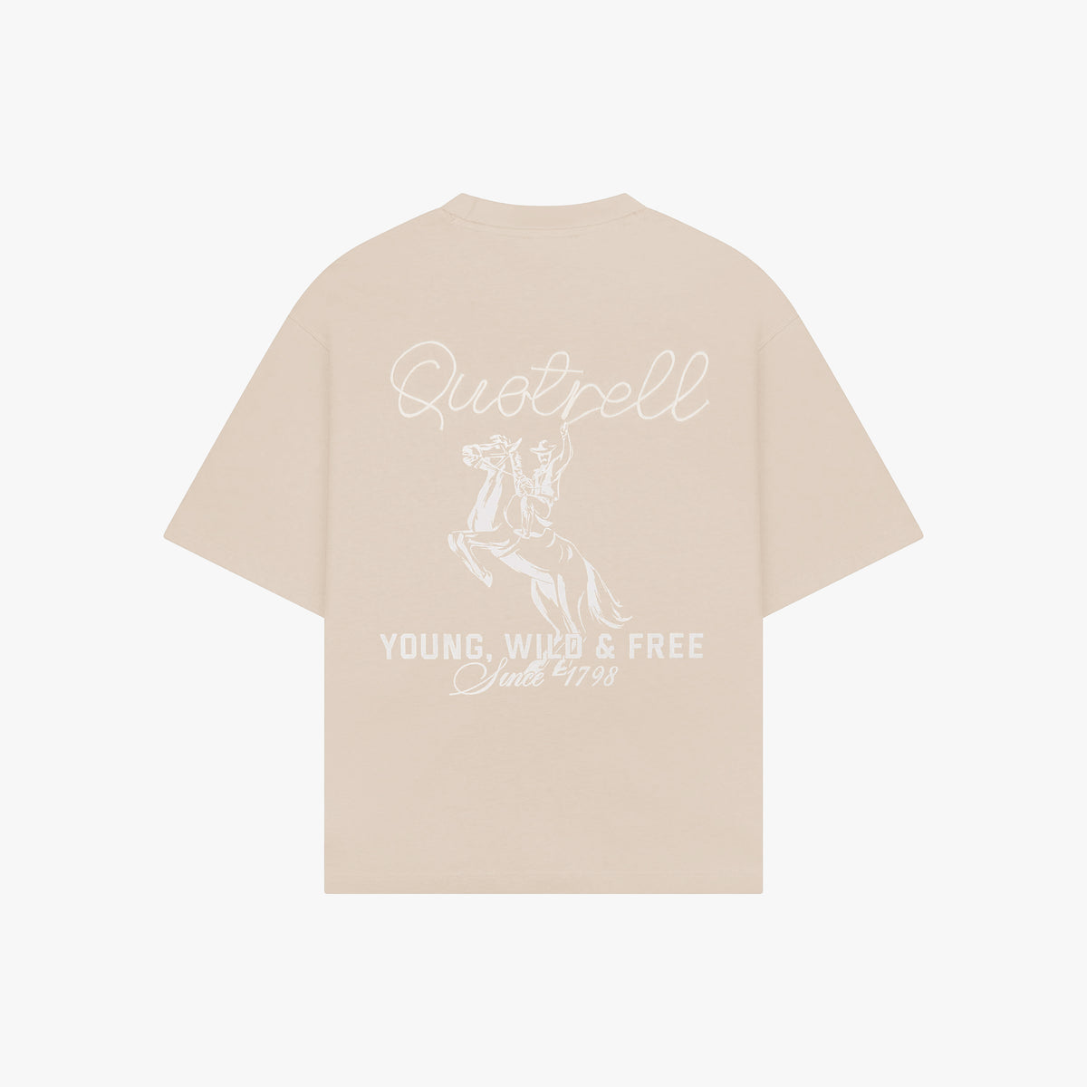 Lasso Tee in greige and white, front view