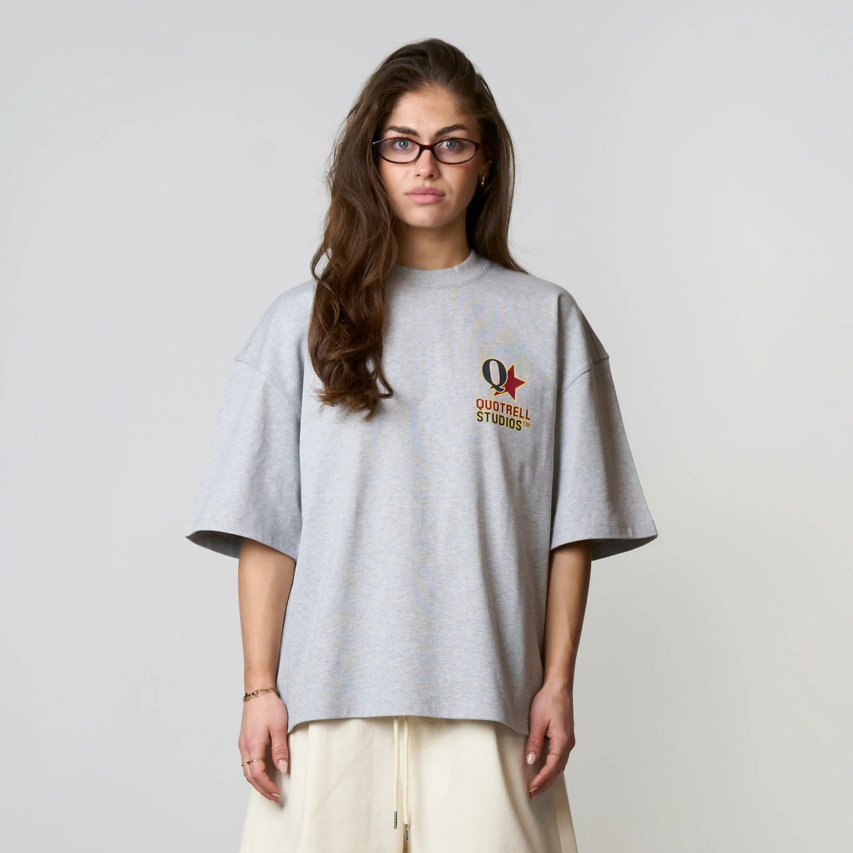 Carmine Tee in grey melee and navy