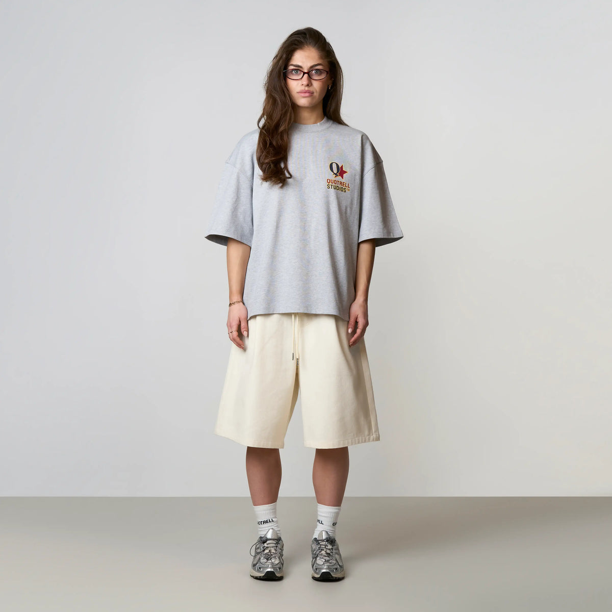 Carmine Tee in grey melee and navy