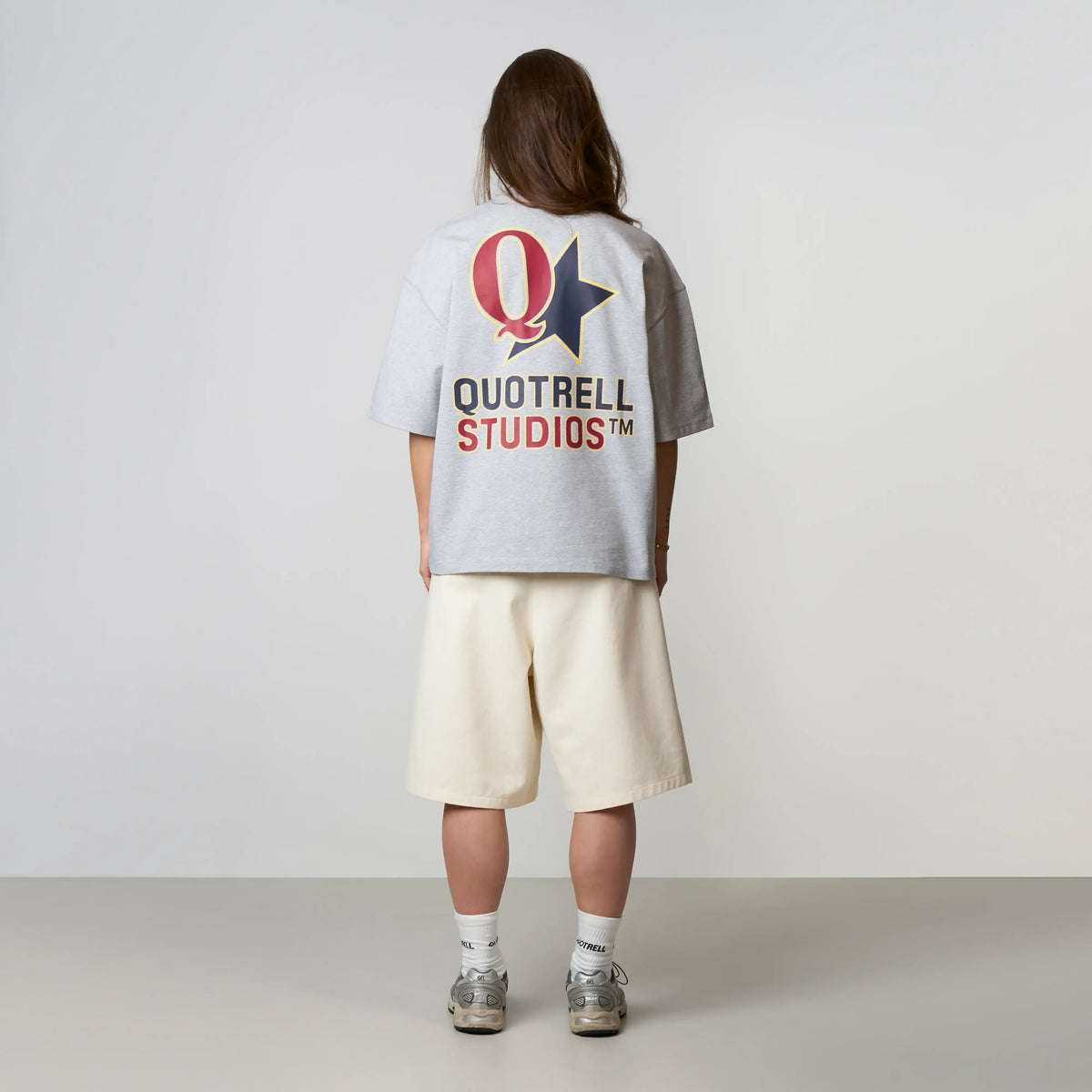 Carmine Tee in grey melee and navy