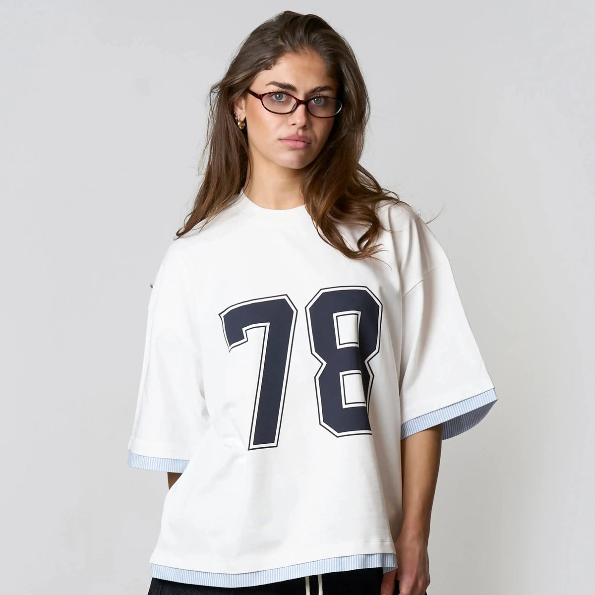 78 T-shirt in white and navy