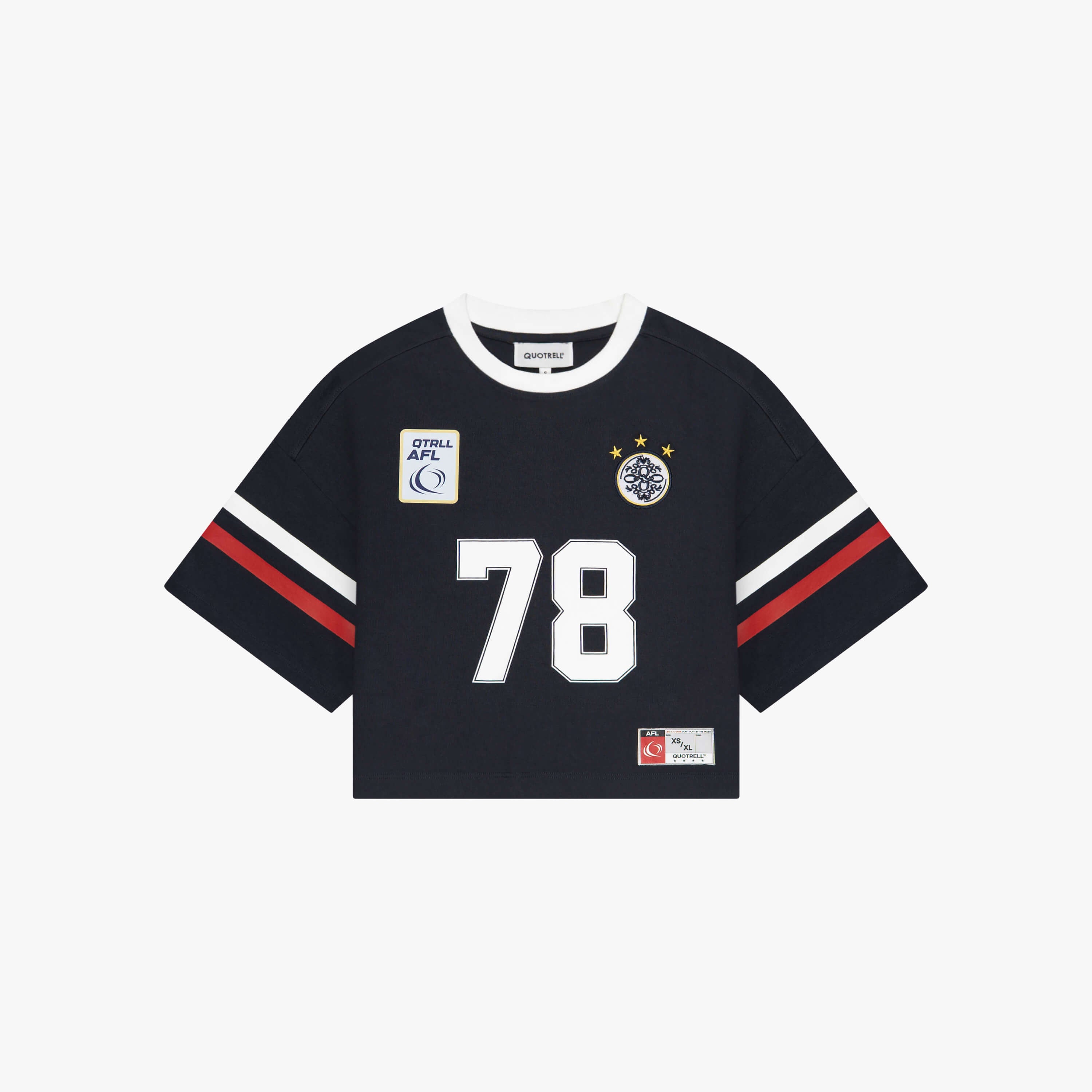 Premium Cropped Oversized Tee Navy White | Quotrell