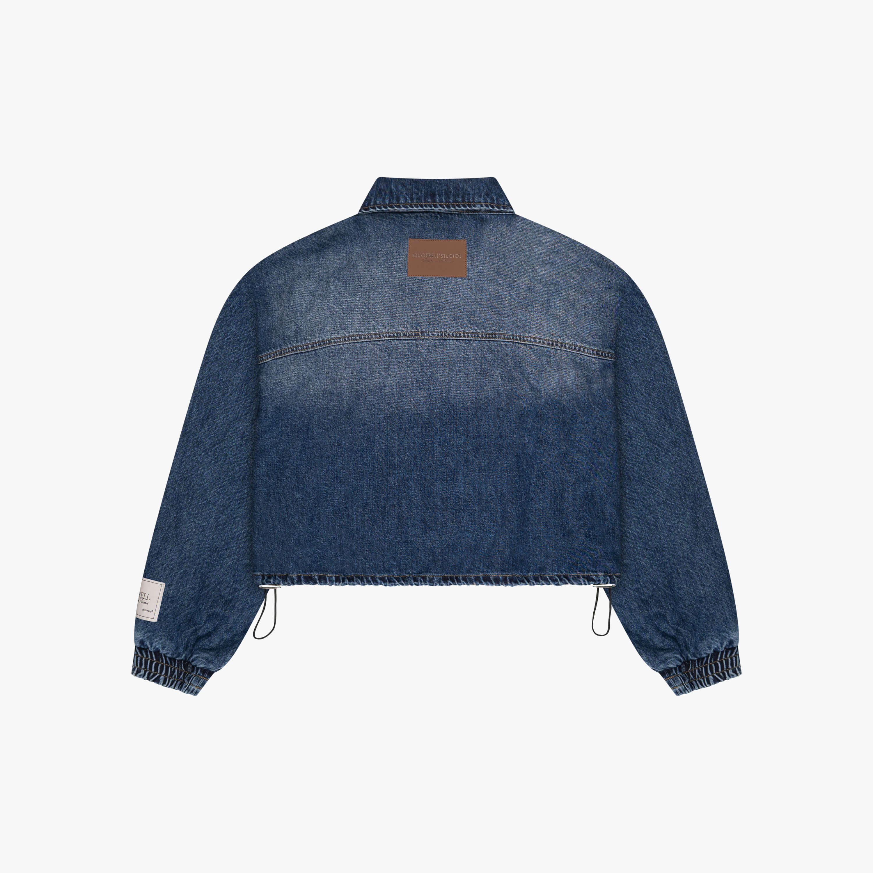 Oversized Cropped Jacket in Washed Blue • Quotrell