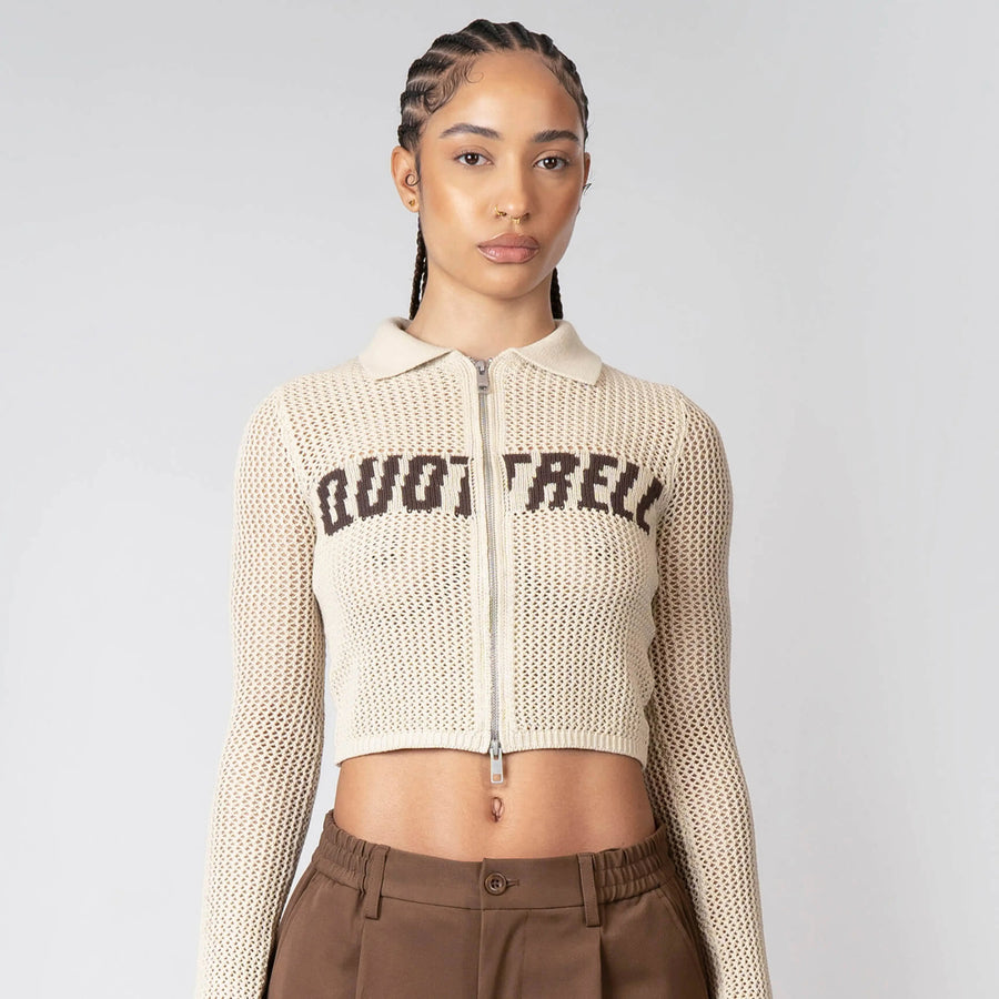 GIA KNITTED ZIP TOP | ECRU