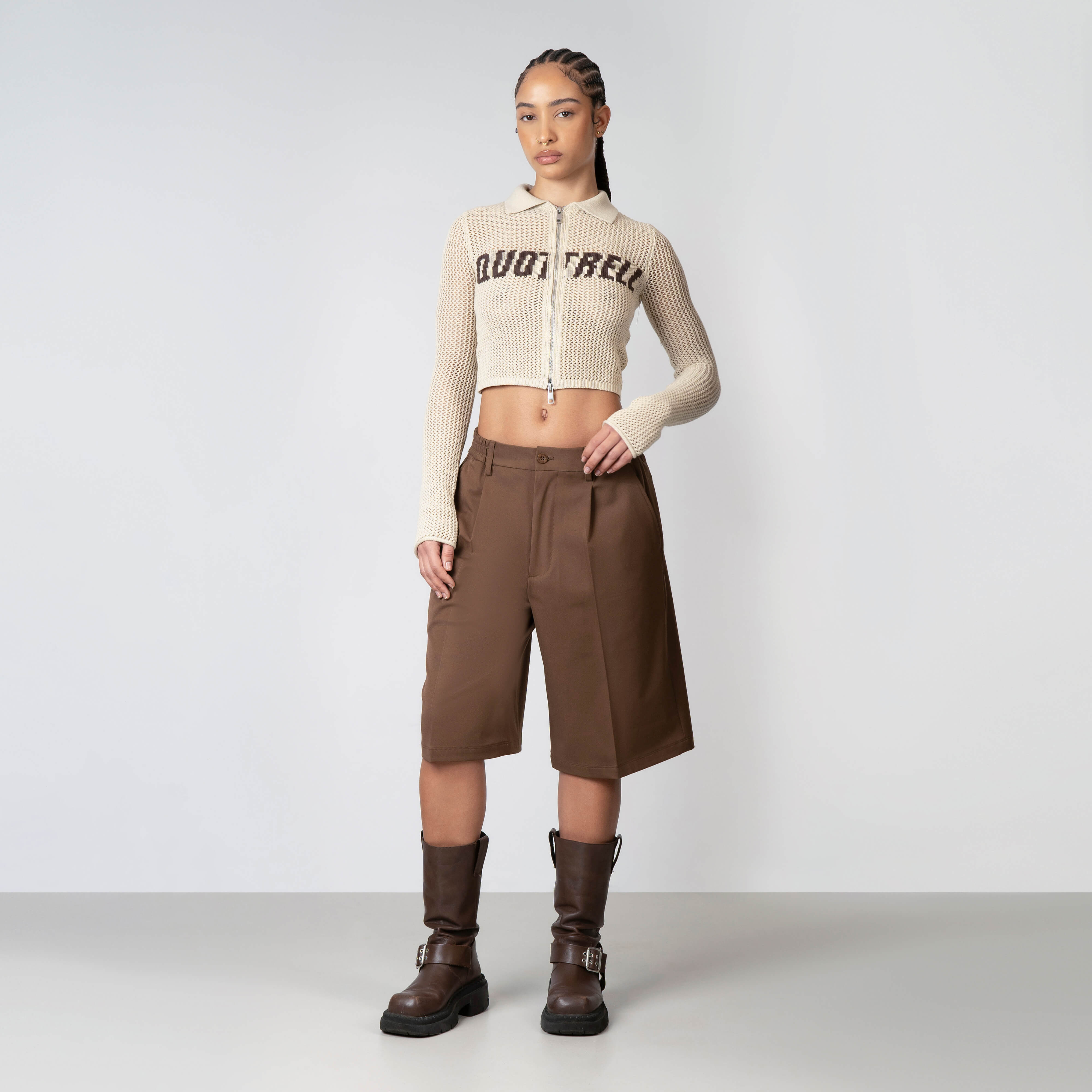 Cropped Knitted Zip Top Premium Streetwear · Quotrell