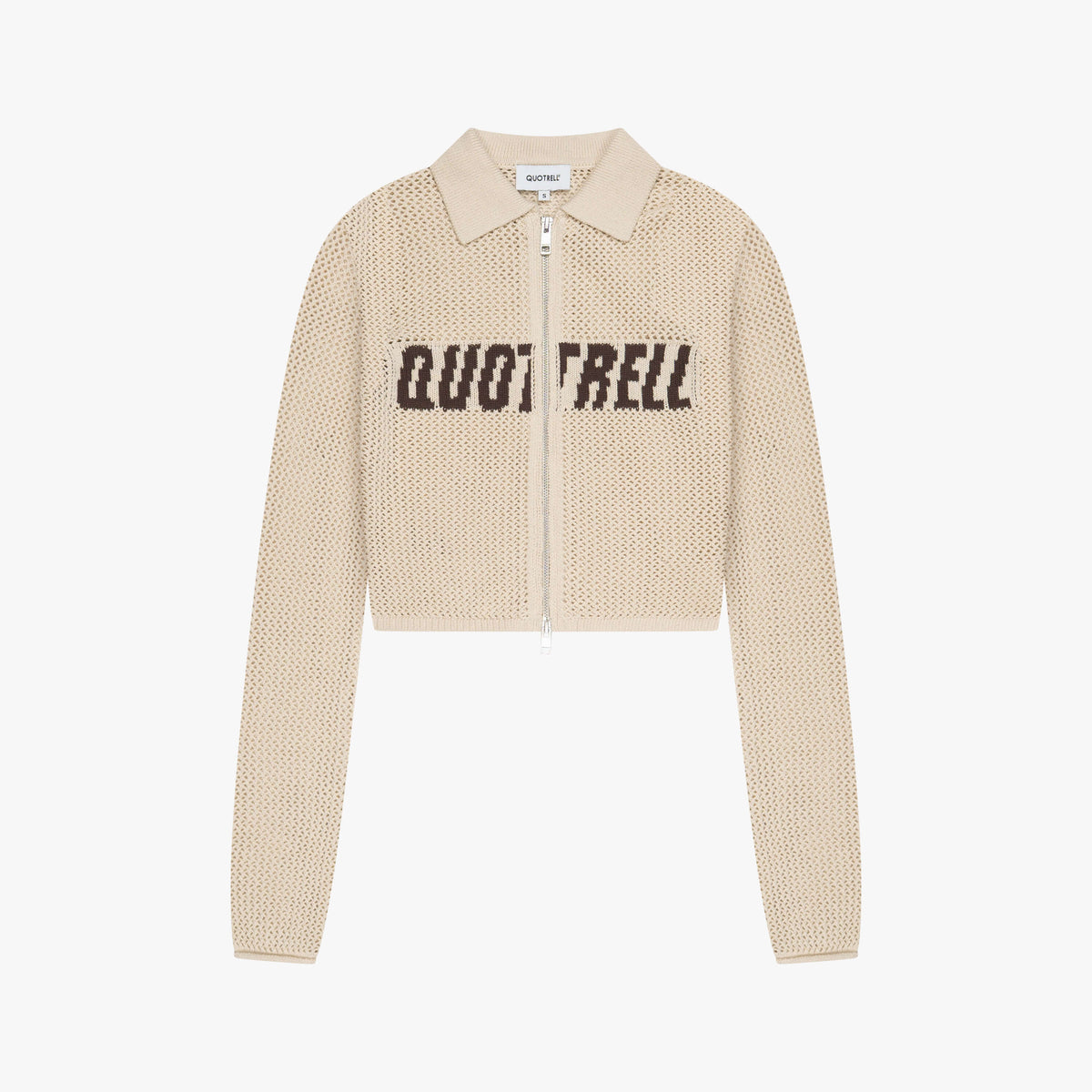 Gia Knitted Zip Top in ecru