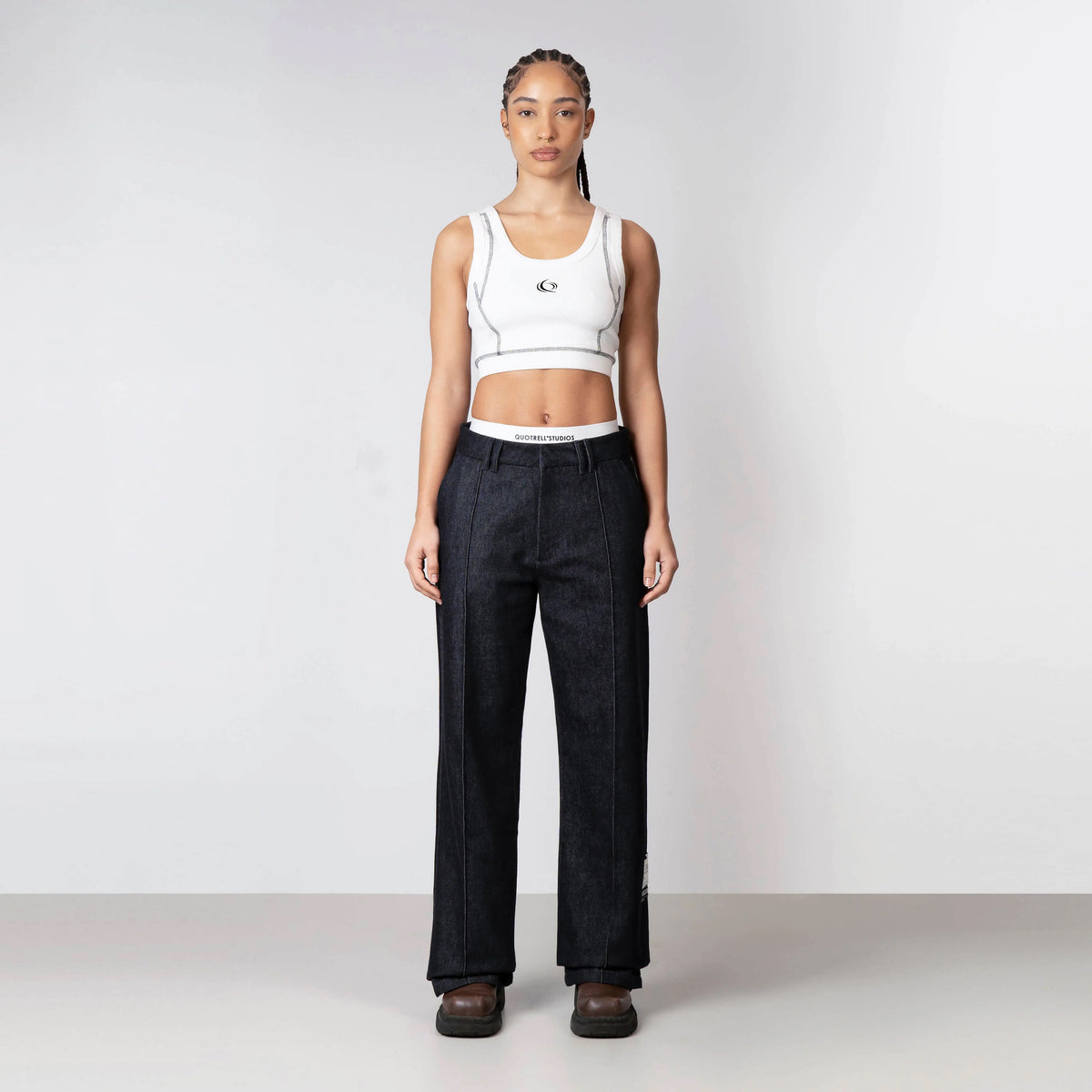 Ezra Top in white and black