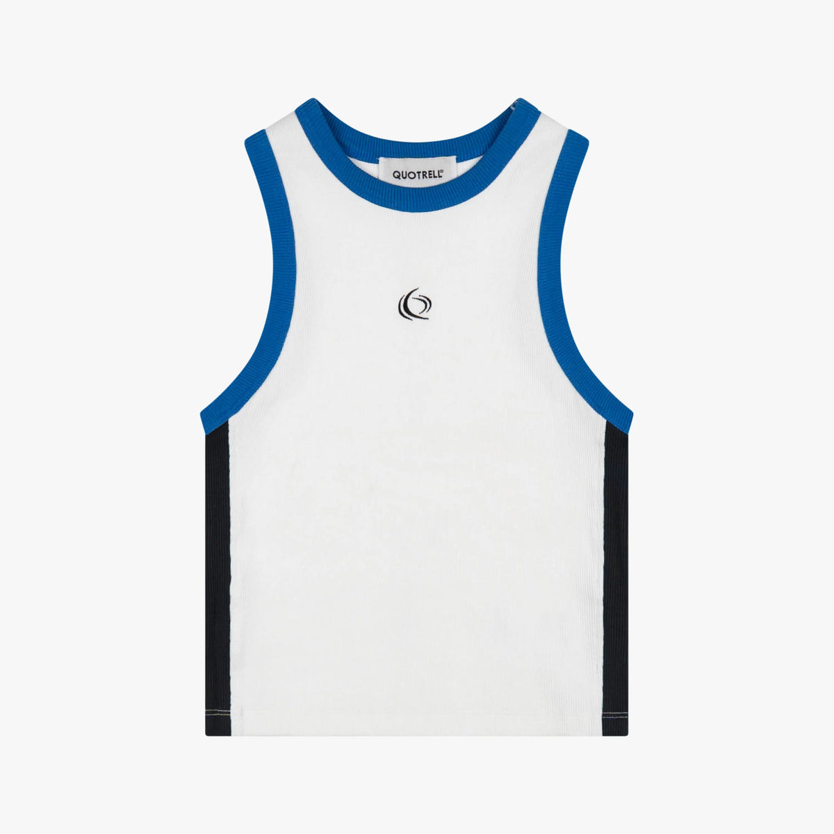 Isla Top in white and black, front view